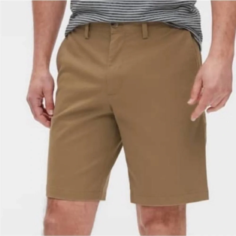 Banana Republic Men’s Comfort Flat Front Shorts 34 Khaki Tan 9’’ Inseam Casual